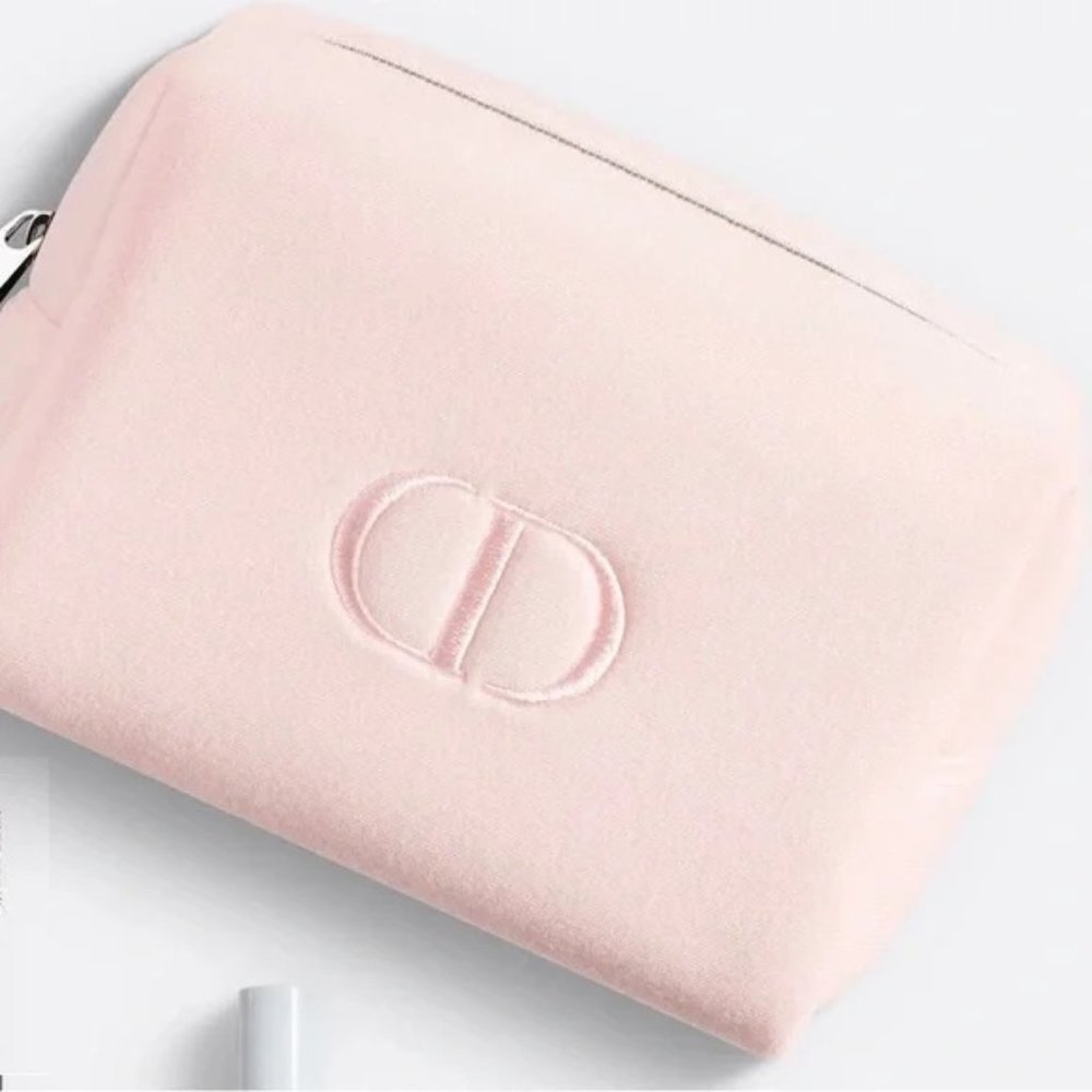 Dior CD Logo Pouch Cosmetic Bag Baby Pink - Picture 4 of 10